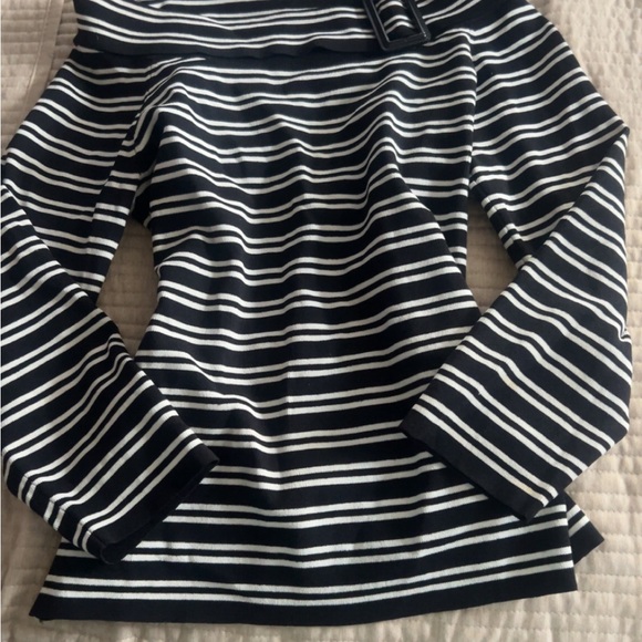Black and White Striped Women's Sweater - Picture 1 of 3